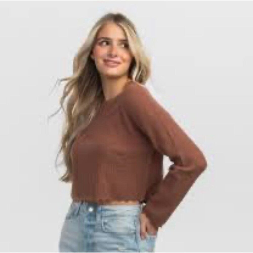 Fashion Nova Women’s Relaxed Ribbed Long Sleeve Cropped Top Size 1X